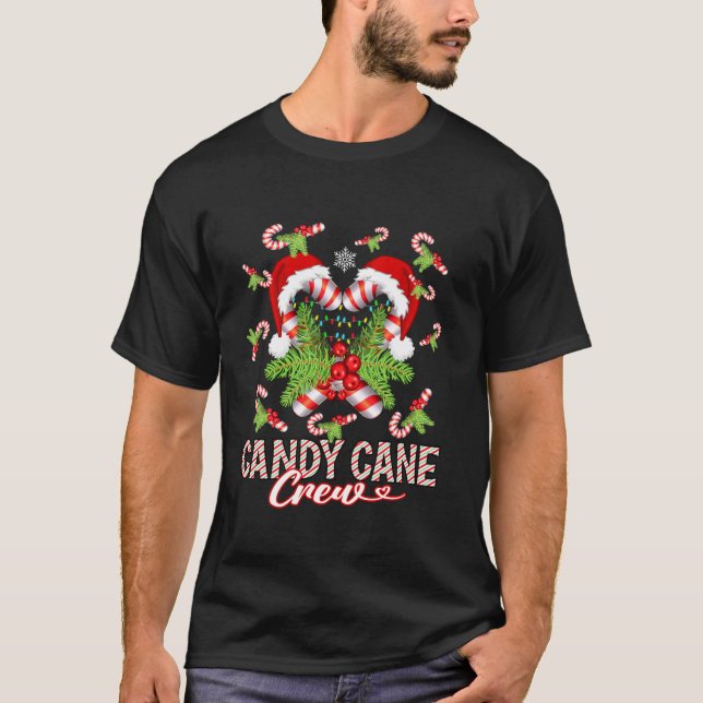 Candy cane Crew Red White Santa Funy Xm T Shirt (Framsida)
