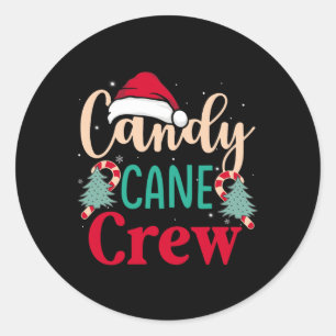 Candy cane Crew Roligt jul Candy Älskare Julafton  Runt Klistermärke