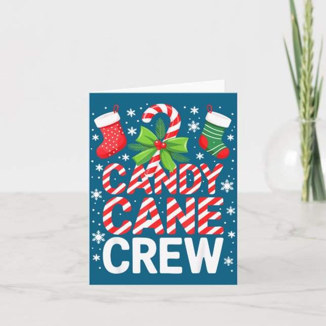 Candy Cane Crew Shirt Adult Men Women Kids Christm Kort (Framsida)
