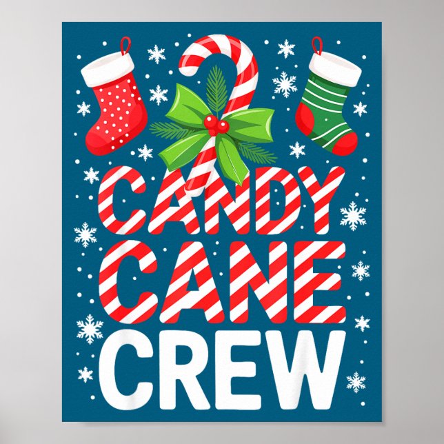 Candy Cane Crew Shirt Adult Men Women Kids Christm Poster (Framsidan)