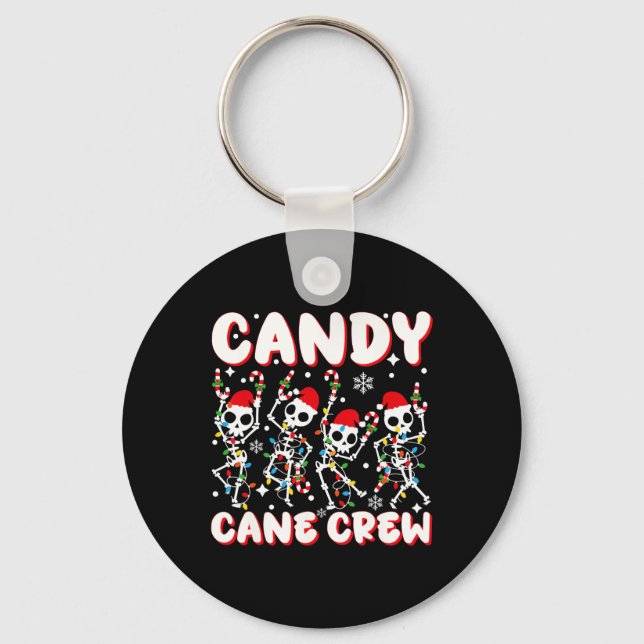 Candy Cane Crew Skeleton Christmas Candy Lover Xma Nyckelring (Framsida)