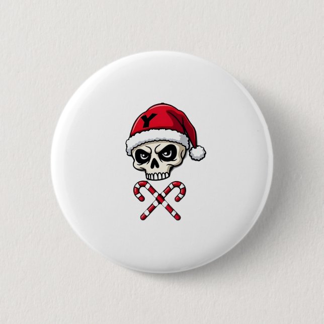 Candy Cane Crew Skull Christmas 2025 Funny Men Boy Knapp (Framsida)