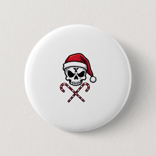 Candy Cane Crew Skull Christmas 2025 Funny Men Boy Knapp (Framsida)