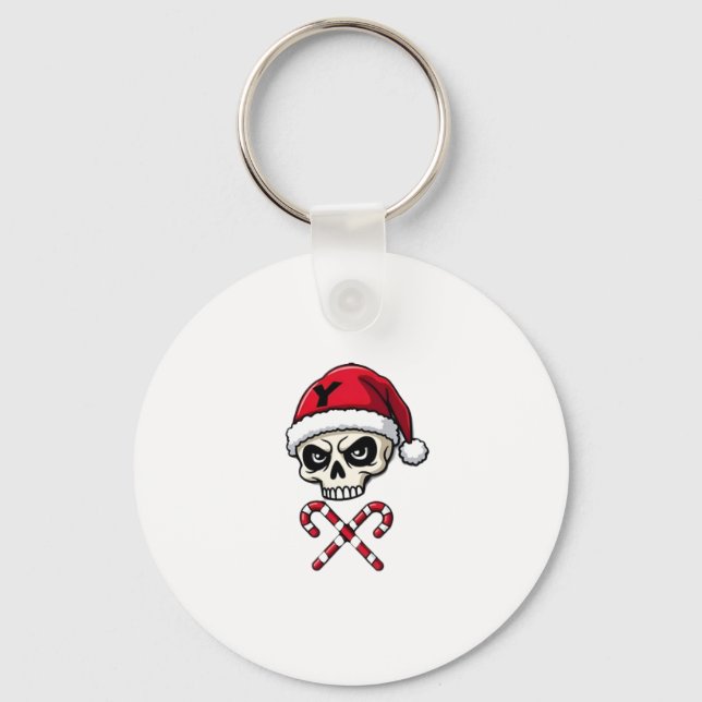 Candy Cane Crew Skull Christmas 2025 Funny Men Boy Nyckelring (Framsida)