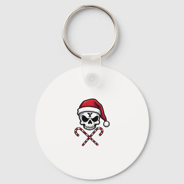 Candy Cane Crew Skull Christmas 2025 Funny Men Boy Nyckelring (Framsida)