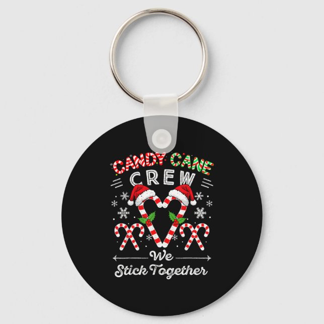 Candy Cane Crew We Stick Together Christmas Xmas M Nyckelring (Framsida)
