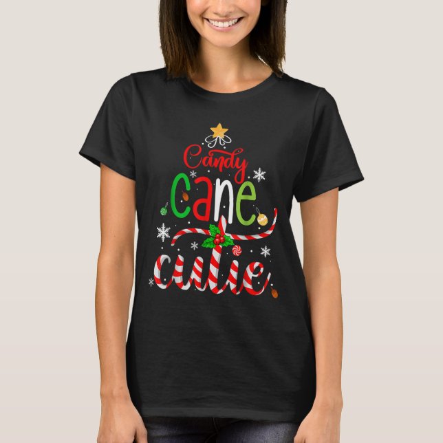 Candy Cane Cutie Funny Christmas Boys Girls Kids T Shirt (Framsida)