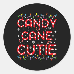 Candy cane Cutie Funny jul Kids Småbarn Julafton Runt Klistermärke