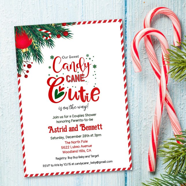 Candy Cane Cutie Holiday Baby Shower Inbjudan (Skapare uppladdad)