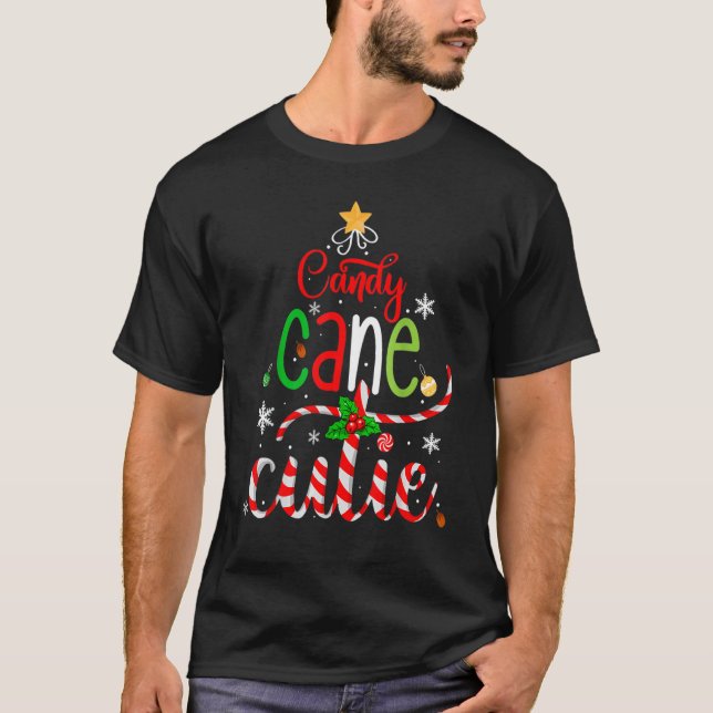 Candy cane Cutie jul Boys Girls Kids Julafton Pa T Shirt (Framsida)