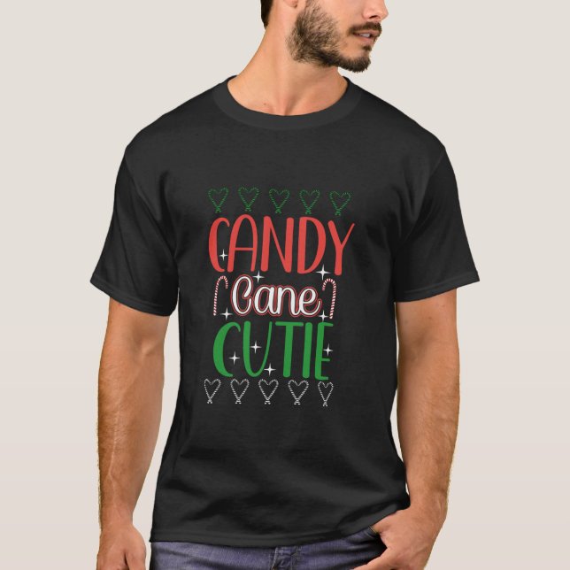 Candy cane Cutie jul, Långärmaden Julafton T Shirt (Framsida)