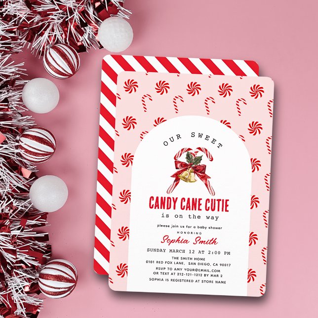 Candy Cane Cutie Pink Girl Baby Shower Inbjudningar (Skapare uppladdad)