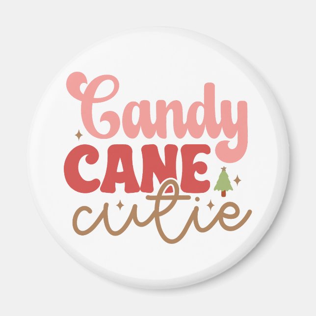 Candy cane Cutie Retro Groovy-Helgdagarna i julaft Magnet (Framsidan)