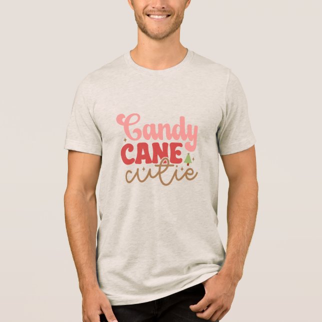 Candy cane Cutie Retro Groovy-Helgdagarna i julaft T Shirt (Framsida)