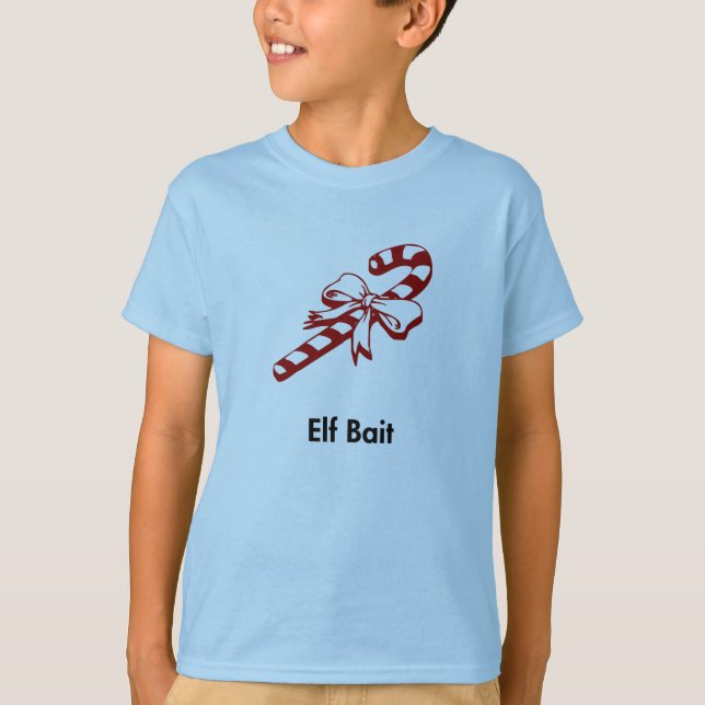 Candy cane Elf Bait Tee Shirt (Framsida)