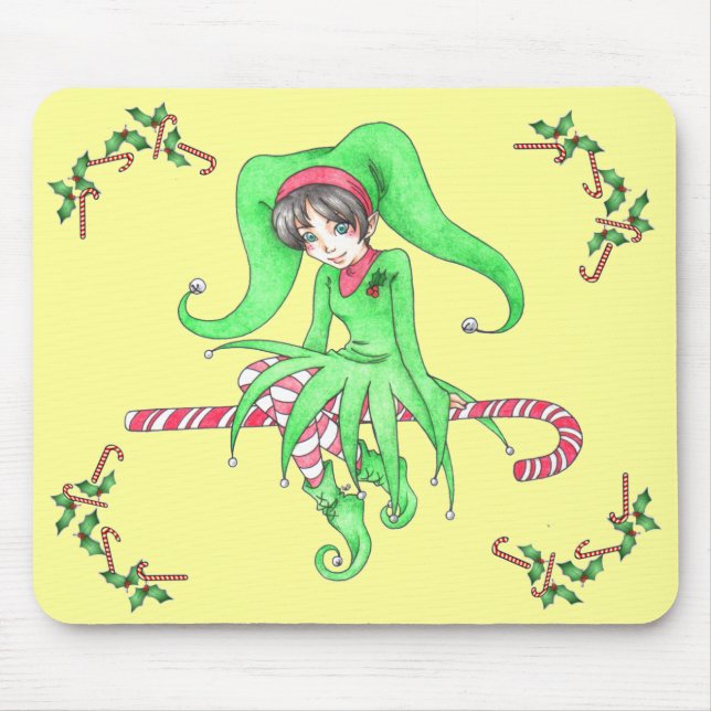 Candy cane Elf Helgdag Mousepad Musmatta (Framsidan)