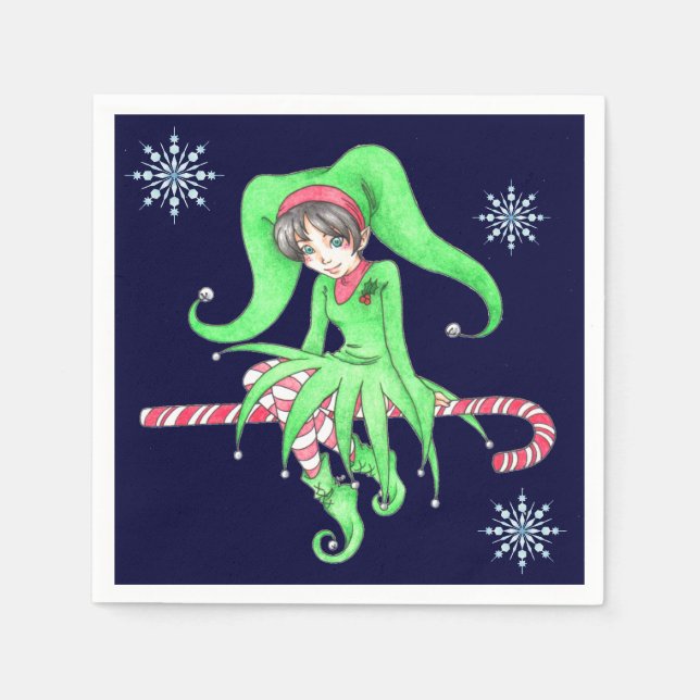Candy cane Elf Papprare servitor Pappersservett (Framsidan)