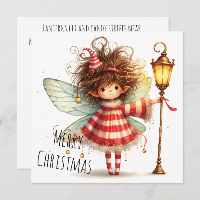 Candy Cane Fairy Holiday Card (Fram/baksida)