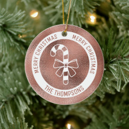 Candy Cane - Falsk Rosa Guld Folie (Inte Riktigt F Julgransprydnad Keramik