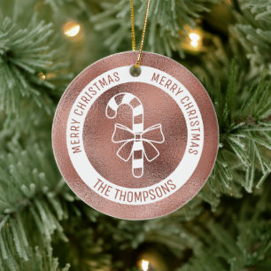 Candy Cane - Falsk Rosa Guld Folie (Inte Riktigt F Julgransprydnad Keramik