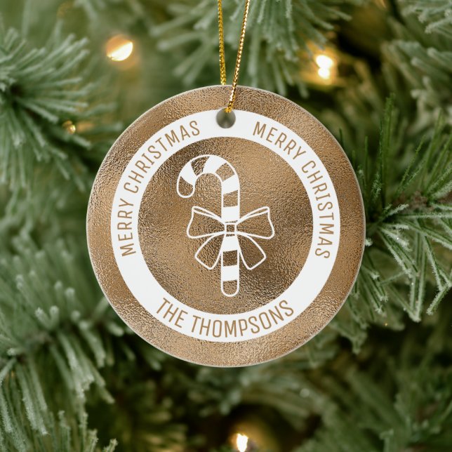 Candy cane - Faux Golden Foil look (inte Real Foil Julgransprydnad Keramik (Träd)