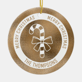 Candy cane - Faux Golden Foil look (inte Real Foil Julgransprydnad Keramik