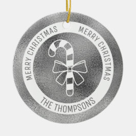 Candy cane - Faux Silver Foil-utseende (ej realolj Julgransprydnad Keramik