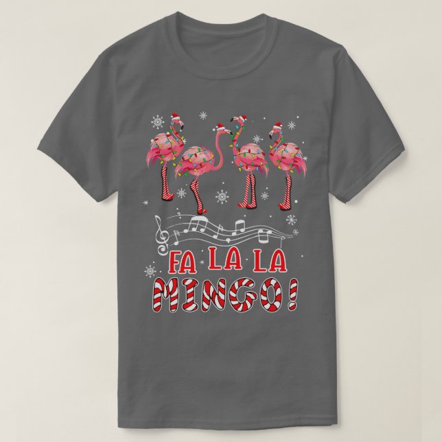 Candy cane Flamingoes Fa La Mingo Flamingo Chri T Shirt (Design framsida)