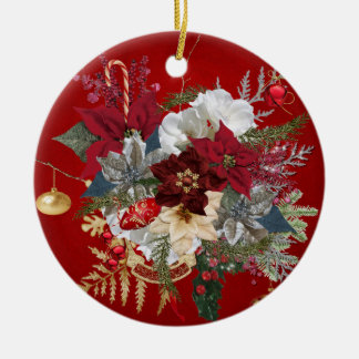 Candy cane för julstjärnabukettprydnaden sätta en julgransprydnad keramik