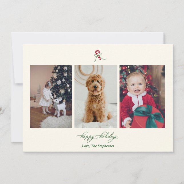 Candy Cane Foto Julkort (Framsida)