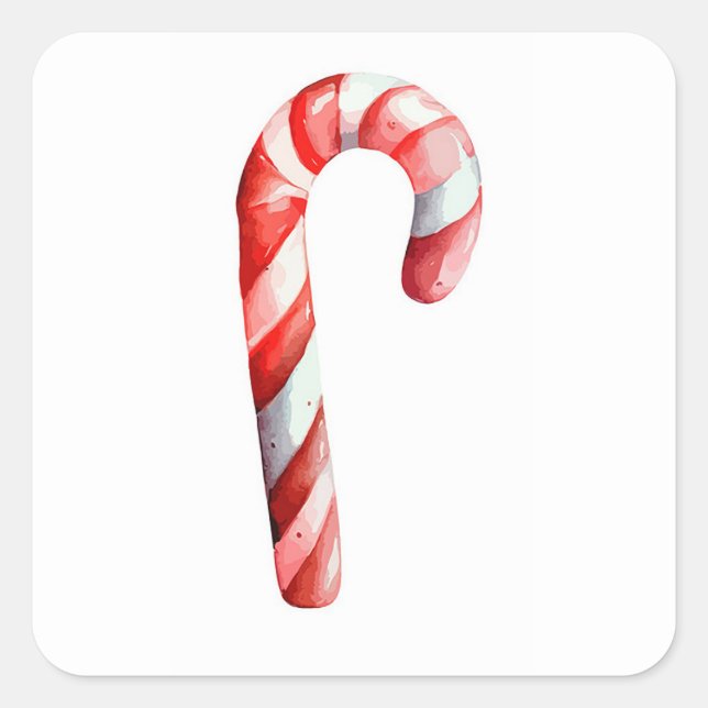 Candy cane fyrkantigt klistermärke (Framsida)
