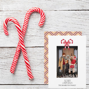 Candy cane Geometric Mönster julfoto Julkort