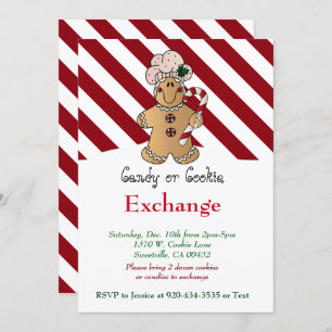 Candy cane Gingertea Cookie & Candy Exchange Inbjudningar