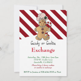 Candy cane Gingertea Cookie & Candy Exchange Inbjudningar