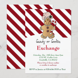 Candy cane Gingertea Cookie & Candy Exchange Inbjudningar
