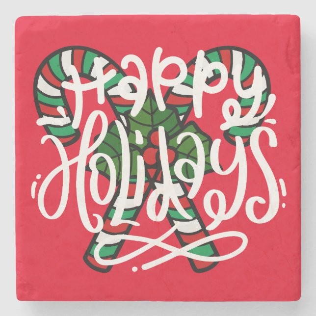 Candy cane Glad helg Stenunderlägg (Framsidan)