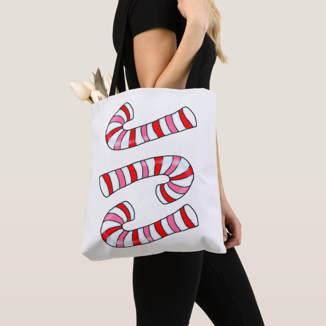 Candy cane God jul Kvinnors Tote bags Tygkasse (Närbild)