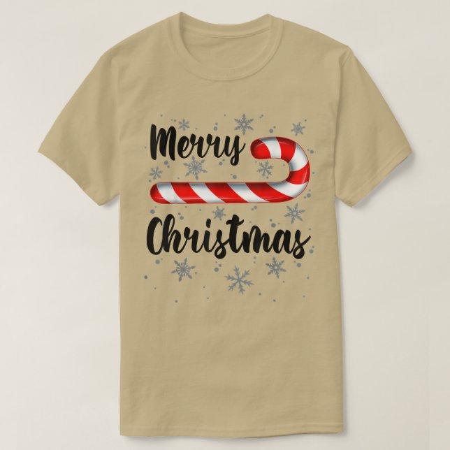 Candy Cane God Jul Röd och Vit Godis Snö T Shirt (Design framsida)