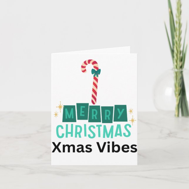 Candy Cane God Jul Xmas Vibes Mapp Helgkort (Framsida)