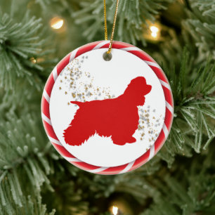 Candy cane Gräns Cocker Spanska Spanien Julgransprydnad Keramik