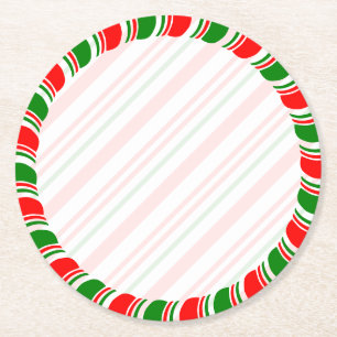Candy cane Gräns, tom jul-Anpassningsbar Underlägg Papper Rund