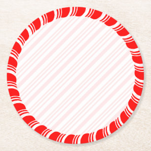 Candy cane Gräns, tom jul-Anpassningsbar Underlägg Papper Rund