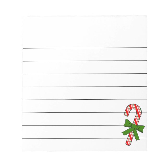 Candy Cane Green Ribbon Christmas Drawing Lined  Anteckningsblock (Framsida)