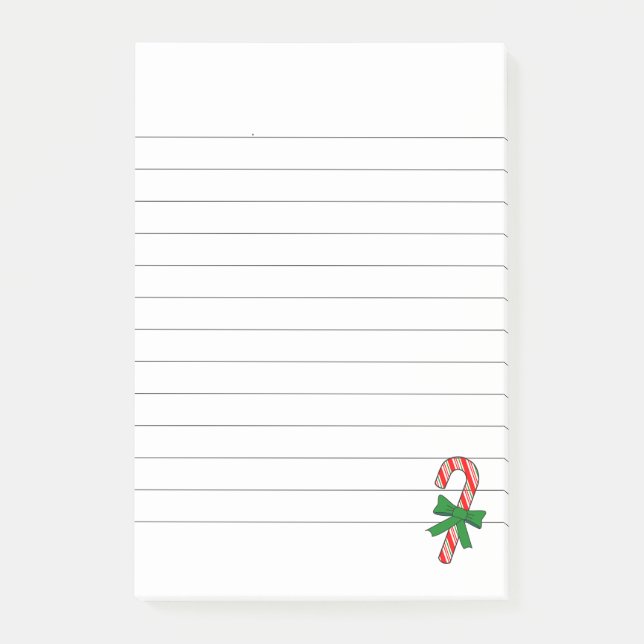 Candy Cane Green Ribbon Christmas Lined Post-it Block (Framsida)