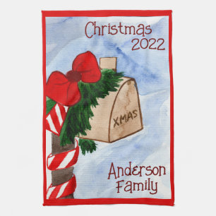 Candy cane Greenery i julfamiljen Kökshandduk