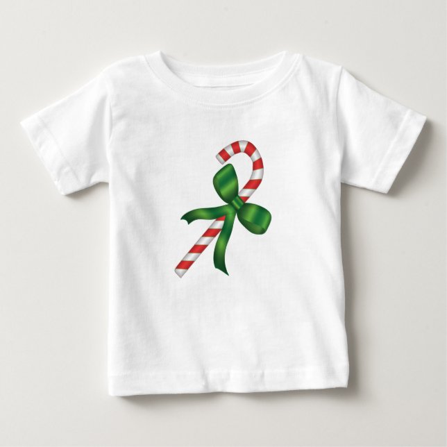 Candy cane Grönt Bow Helgdag jul T-Shirts (Framsida)