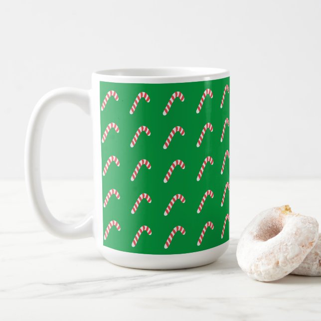 Candy cane Grönt Cute Simple jul Helgdag Kaffemugg (Med munk)