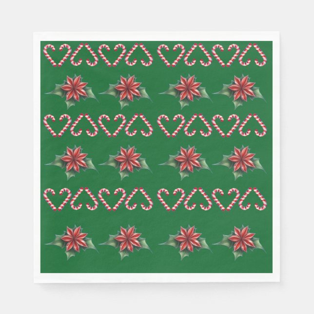 Candy Cane Heart and Holly Pattern – Festive Chris Pappersservett (Framsidan)