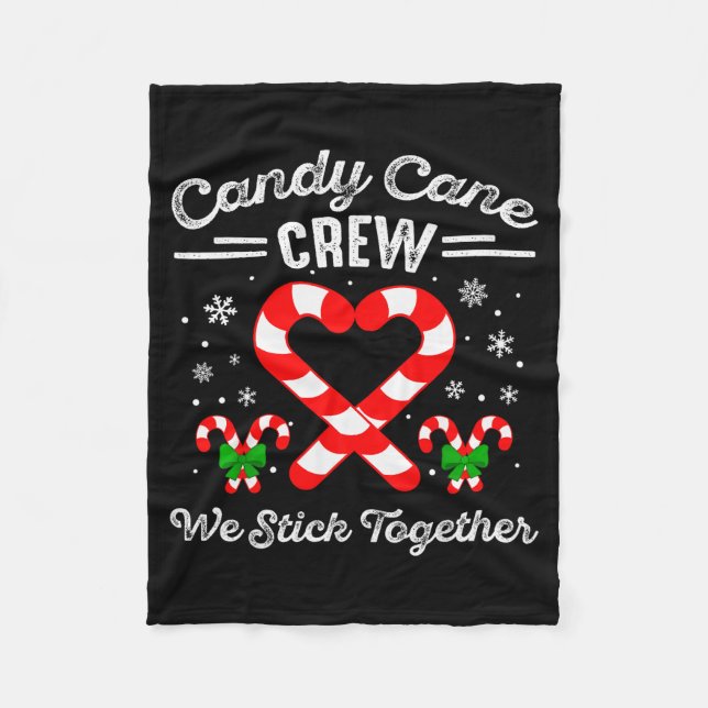 Candy Cane Heart Crew We Stick Together Matching P Fleecefilt (Framsidan)