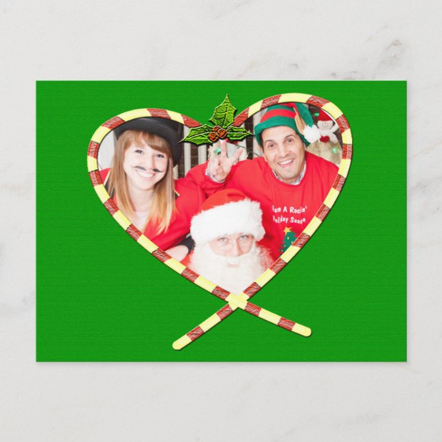 Candy Cane Heart Din Foto Vykort (Framsida)